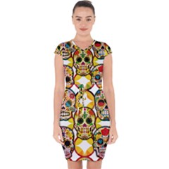 Sugar Skulls Capsleeve Drawstring Dress  by ExtraGoodSauce