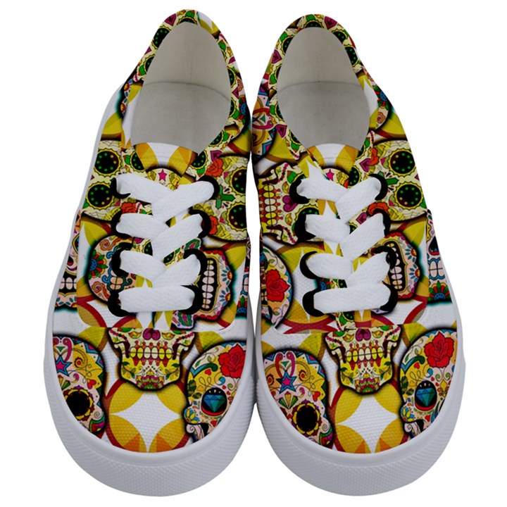 Sugar Skulls Kids  Classic Low Top Sneakers