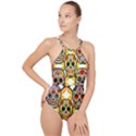 Sugar Skulls High Neck One Piece Swimsuit View1