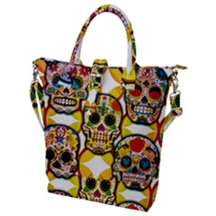 Sugar Skulls Buckle Top Tote Bag by ExtraGoodSauce