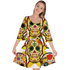 Sugar Skulls Velour Kimono Dress by ExtraGoodSauce