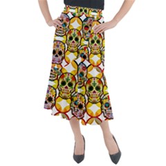 Sugar Skulls Midi Mermaid Skirt by ExtraGoodSauce