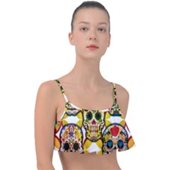 Sugar Skulls Frill Bikini Top by ExtraGoodSauce