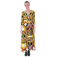 Sugar Skulls Button Up Maxi Dress