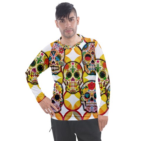 Sugar Skulls Men s Pique Long Sleeve Tee by ExtraAwesomeSauce