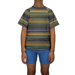 Multicolored Linear Abstract Print Kids  Short Sleeve Swimwear