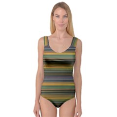 Multicolored Linear Abstract Print Princess Tank Leotard 