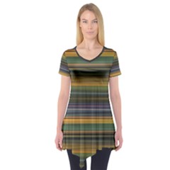 Multicolored Linear Abstract Print Short Sleeve Tunic  by dflcprintsclothing