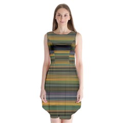 Multicolored Linear Abstract Print Sleeveless Chiffon Dress  