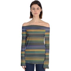 Multicolored Linear Abstract Print Off Shoulder Long Sleeve Top