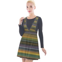 Multicolored Linear Abstract Print Plunge Pinafore Velour Dress by dflcprintsclothing