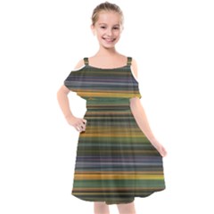 Multicolored Linear Abstract Print Kids  Cut Out Shoulders Chiffon Dress by dflcprintsclothing