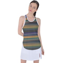 Multicolored Linear Abstract Print Racer Back Mesh Tank Top