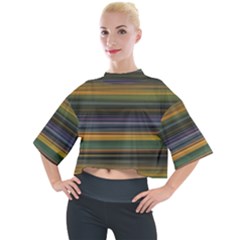 Multicolored Linear Abstract Print Mock Neck Tee