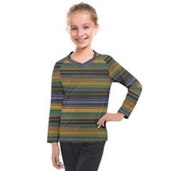 Multicolored Linear Abstract Print Kids  Long Mesh Tee