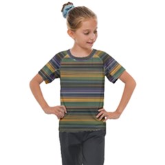 Multicolored Linear Abstract Print Kids  Mesh Piece Tee