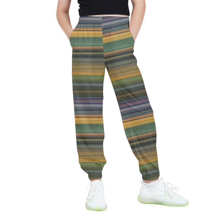 Multicolored Linear Abstract Print Kids  Elastic Waist Pants