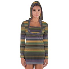 Multicolored Linear Abstract Print Long Sleeve Hooded T-shirt by dflcprintsclothing