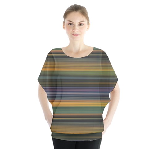 Multicolored Linear Abstract Print Batwing Chiffon Blouse by dflcprintsclothing