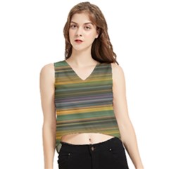 Multicolored Linear Abstract Print V-neck Cropped Tank Top