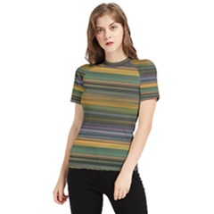 Multicolored Linear Abstract Print Women s Short Sleeve Rash Guard by dflcprintsclothing