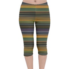 Multicolored Linear Abstract Print Velvet Capri Leggings 