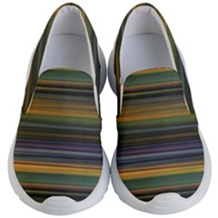 Multicolored Linear Abstract Print Kids Lightweight Slip Ons by dflcprintsclothing