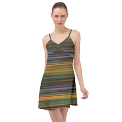 Multicolored Linear Abstract Print Summer Time Chiffon Dress by dflcprintsclothing