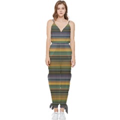 Multicolored Linear Abstract Print Sleeveless Tie Ankle Jumpsuit