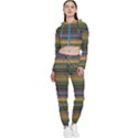 Multicolored Linear Abstract Print Cropped Zip Up Lounge Set View1