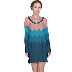 Flat Ocean Waves Palette Long Sleeve Nightdress by goljakoff