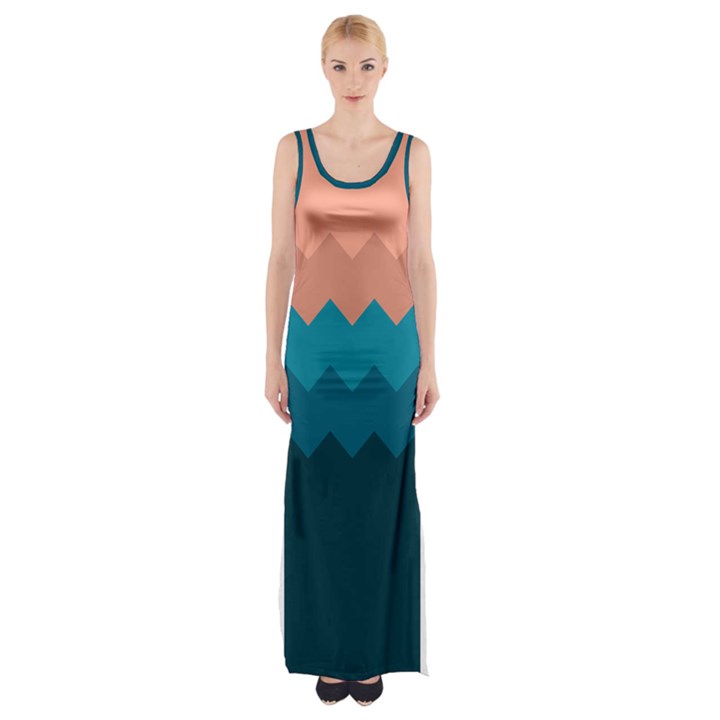 Flat ocean waves palette Thigh Split Maxi Dress