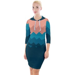 Flat Ocean Waves Palette Quarter Sleeve Hood Bodycon Dress by goljakoff