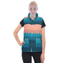 Flat Ocean Waves Palette Women s Button Up Vest by goljakoff