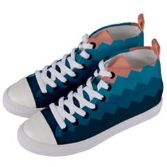 Flat Ocean Waves Palette Women s Mid-top Canvas Sneakers by goljakoff