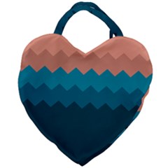 Flat Ocean Waves Palette Giant Heart Shaped Tote by goljakoff