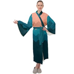 Flat Ocean Waves Palette Maxi Velour Kimono by goljakoff