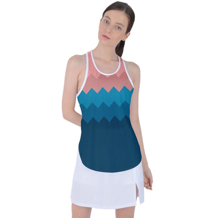 Flat ocean waves palette Racer Back Mesh Tank Top