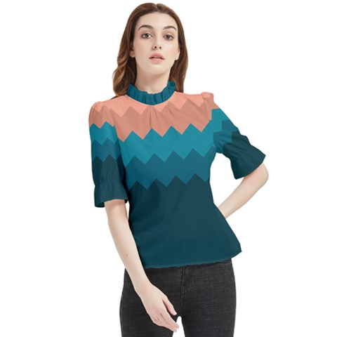 Flat Ocean Waves Palette Frill Neck Blouse by goljakoff