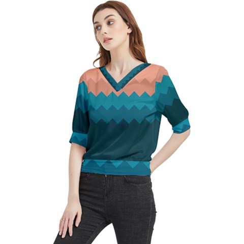 Flat Ocean Waves Palette Quarter Sleeve Blouse by goljakoff