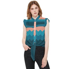 Flat Ocean Waves Palette Frill Detail Shirt by goljakoff