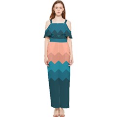 Flat Ocean Waves Palette Draped Sleeveless Chiffon Jumpsuit