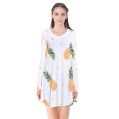 Pineapple Pattern Long Sleeve V-neck Flare Dress by goljakoff