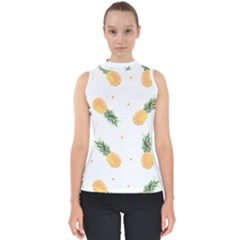 Pineapple Pattern Mock Neck Shell Top by goljakoff