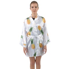 Pineapple Pattern Long Sleeve Satin Kimono by goljakoff