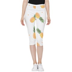 Pineapple Pattern Inside Out Lightweight Velour Capri Leggings  by goljakoff