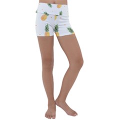 Pineapple Pattern Kids  Lightweight Velour Yoga Shorts by goljakoff