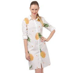 Pineapple Pattern Long Sleeve Mini Shirt Dress by goljakoff