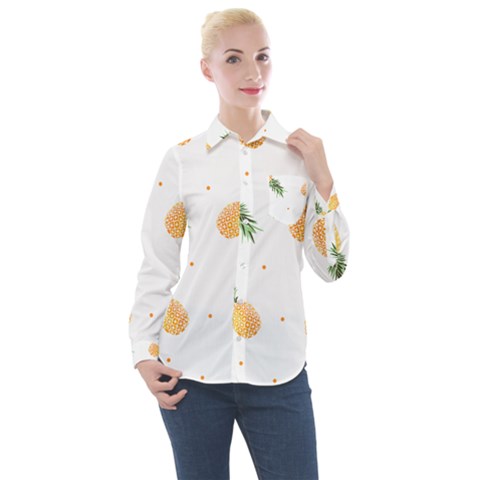 Pineapple Pattern Women s Long Sleeve Pocket Shirt by goljakoff