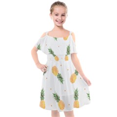 Pineapple Pattern Kids  Cut Out Shoulders Chiffon Dress by goljakoff